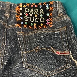 Parasuco low rise jeans with embroidered dragon pattern
